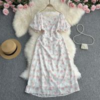 Polyester Waist-controlled & High Waist One-piece Dress slimming printed shivering : PC