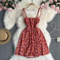 Polyester Waist-controlled & High Waist Slip Dress slimming & backless & off shoulder printed shivering : PC