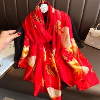 Polyester Silk Scarf sun protection Plain Weave floral PC