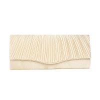 Polyester Concise & Pleat & Easy Matching Clutch Bag with chain & soft surface Solid champagne PC
