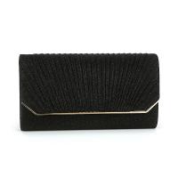 ABS & PC-Polycarbonate & Polyester Concise & Pleat & Easy Matching Clutch Bag with chain & soft surface Solid black PC