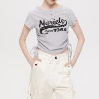 Viscose & Spandex & Polyester Women Short Sleeve T-Shirts midriff-baring printed letter PC