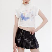Spandex & Polyester Women Sleeveless T-shirt midriff-baring printed Others PC