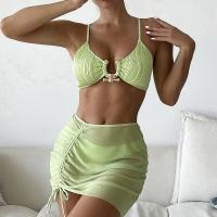 Polyester Bikini & three piece & padded green Set