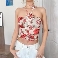 Polyester Slim Camisole midriff-baring & backless printed shivering PC