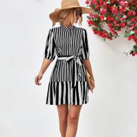 Spandex & Polyester One-piece Dress slimming printed striped PC
