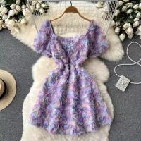Polyester Waist-controlled One-piece Dress slimming purple PC