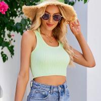 Viscose & Nylon & Polyester Slim Camisole midriff-baring knitted Solid PC