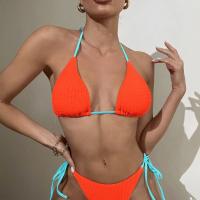 Polyester Quick Dry Bikini & two piece & breathable stretchable Solid orange Set