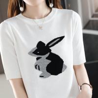 Polyester Women Short Sleeve Blouses & loose animal prints PC