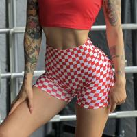 Polyamide High Waist Women Sports Pants & skinny & breathable plaid PC