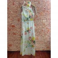 Polyester A-line One-piece Dress mid-long style printed floral PC