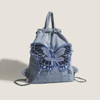 Denim Easy Matching Backpack butterfly pattern PC