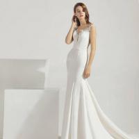 Polyester Mermaid Long Evening Dress & off shoulder patchwork Solid white PC