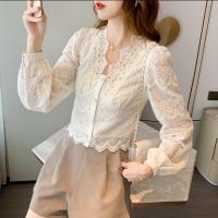 Lace Women Long Sleeve Blouses slimming Apricot PC
