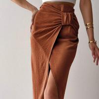 Polyester Slim & front slit Maxi Skirt Solid PC
