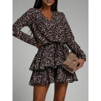 Chiffon & Polyester Flounce One-piece Dress & above knee printed PC