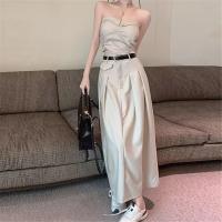 Polyester High Waist Maxi Skirt slimming patchwork Solid PC