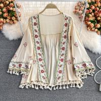 Spandex Women Long Cardigan slimming & loose & breathable embroidered : PC