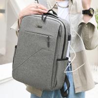 Nylon Backpack large capacity & hardwearing & with USB interface & waterproof Solid PC