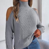 Acrylic Women Sweater & off shoulder & loose Solid PC