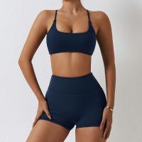 Polyamide & Spandex Quick Dry Women Sportswear Set backless & two piece Solid Set