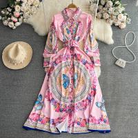 Polyester Waist-controlled One-piece Dress large hem design & breathable printed PC