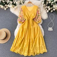 Polyester Waist-controlled One-piece Dress slimming & hollow printed shivering : PC