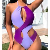 Polyamide One-piece Swimsuit & padded patchwork purple PC