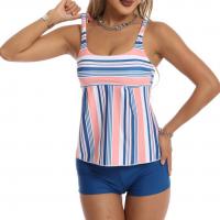 Polyamide & Polyester Plus Size Tankinis Set & two piece & padded printed striped multi-colored Set