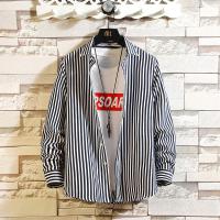 Polyester Plus Size Men Long Sleeve Casual Shirts & loose striped PC