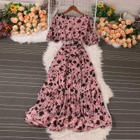 Chiffon Waist-controlled One-piece Dress slimming & breathable printed shivering : PC