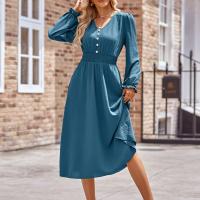 Polyester A-line One-piece Dress mid-long style Solid PC