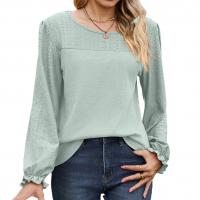 Polyester Women Long Sleeve T-shirt slimming & loose & hollow Solid PC