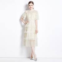 Polyester One-piece Dress see through look & double layer & breathable white PC