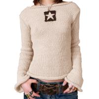 Knitted Women Knitwear slimming & loose & breathable Solid Apricot PC