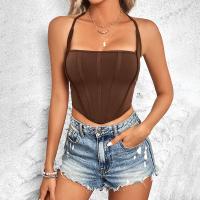 Polyester Slim & Crop Top Camisole Solid brown PC