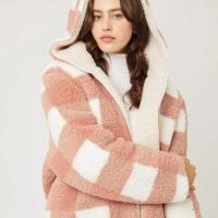 Polyester Women Coat & loose & thermal patchwork plaid PC