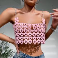 Acrylic Sleeveless Nightclub Top backless & hollow patchwork heart pattern pink : PC