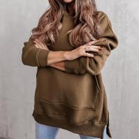 Polyester Women Sweatshirts side slit & loose Solid PC