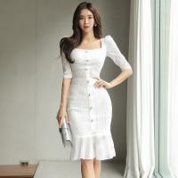 Lace High Waist Two-Piece Dress Set & two piece patchwork Solid white Set