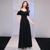 Polyester Plus Size Long Evening Dress backless  patchwork Solid PC