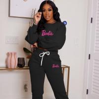 Polyester Women Casual Set & two piece Pants & top printed letter Set