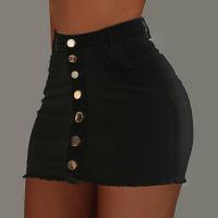 Denim Sheath & High Waist Skirt Solid PC