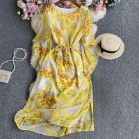 Polyester Soft & long style One-piece Dress double layer printed : PC