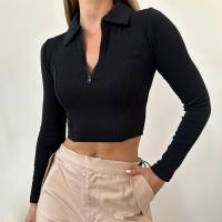 Spandex & Polyester Slim Women Long Sleeve Blouses midriff-baring PC