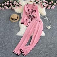 Polyester Waist-controlled & Straight & High Waist Women Casual Set two piece Solid : Set
