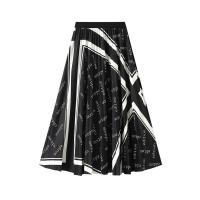 Polyester High Waist Maxi Skirt large hem design printed Others : PC