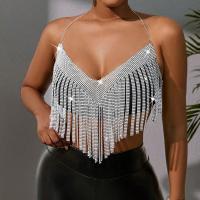 Metal Tassels Camisole midriff-baring & with rhinestone Solid silver : PC