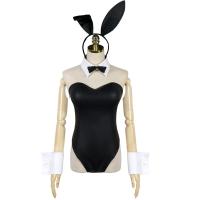 PU Leather Sexy Bunny Costume black : Set